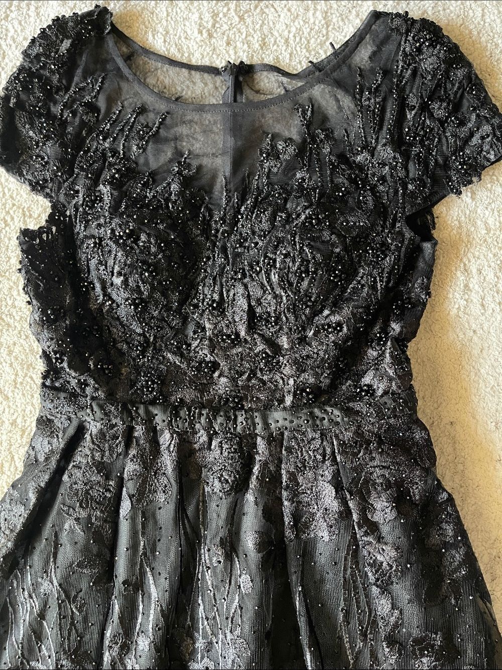 MAC DUGGAL 20405 Black Embellished Floral Cap Sleeve A Line Gown - Picture 6 of 10